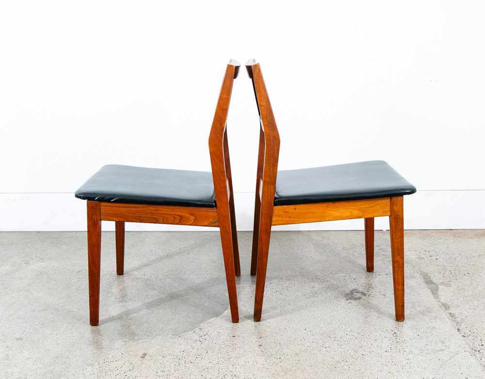 Mid Century Modern Dining Chairs Set 4 Walnut Cane Black Armchairs Dux Sweden NM - Image 6