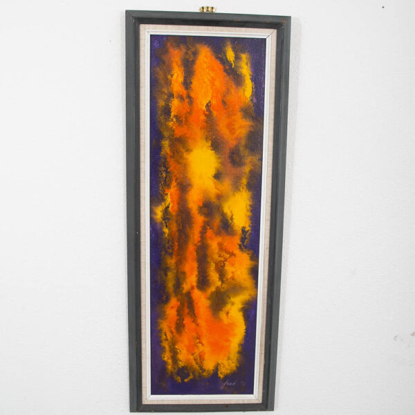 Mid Century Modern Original Painting Art Abstract Expressionism Orange Yellow Purple