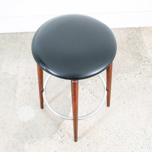 Mid Century Modern Bar Stool Albert Parvin Black Solid Walnut Danish Mcm Swivel - Image 7