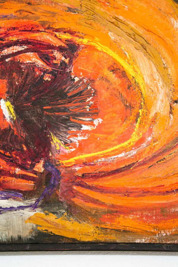 Mid Century Modern Painting Art Abstract Expressionism Yellow Orange Oil Signed - Image 8