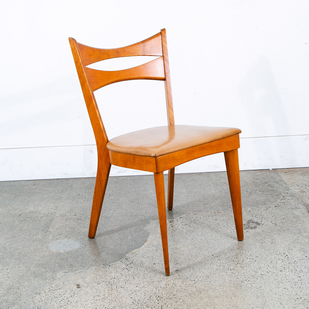 Mid Century Modern Dining Chair Heywood Wakefield Tan Brown Vintage Ladder Wood - Image 6