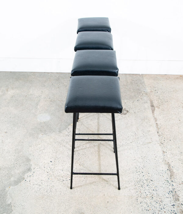 Mid Century Modern Bar Stools Black Wrought Iron Square Upholstered Cushion Mcm - Image 10
