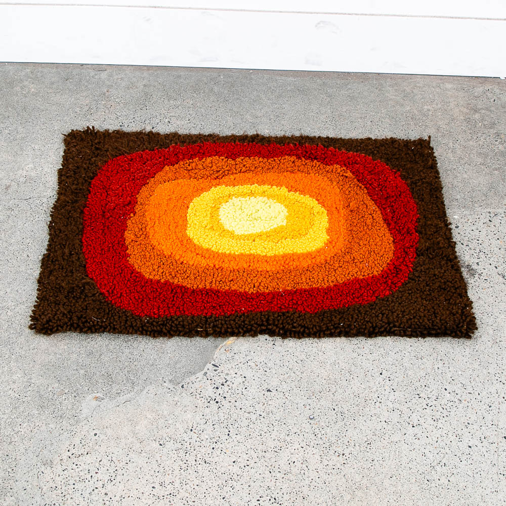 Mid Century Modern Rya Rug Abstract Brown, Oranges, Red, and Yellows Area 24x36 Wool - Image 11