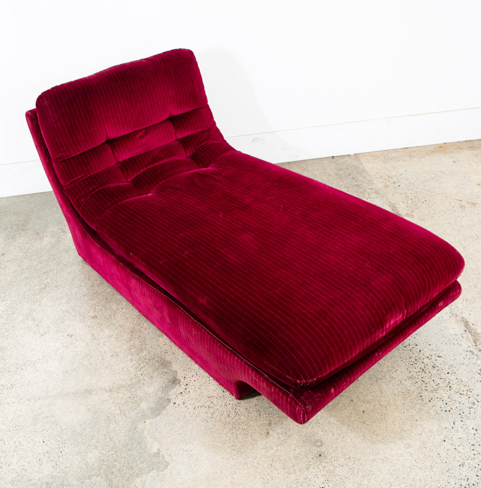 Mid Century Modern Daybed Chaise Lounge Chair Velour Burgundy Preview Kagan Mcm - Image 3