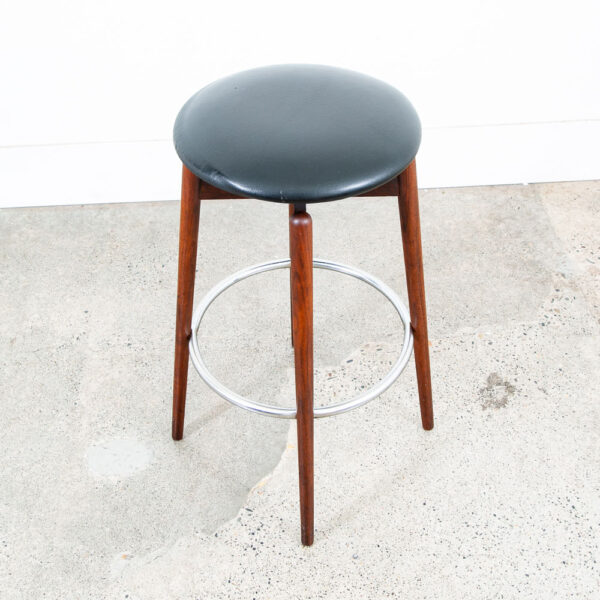 Mid Century Modern Bar Stool Albert Parvin Black Solid Walnut Danish Mcm Swivel - Image 3