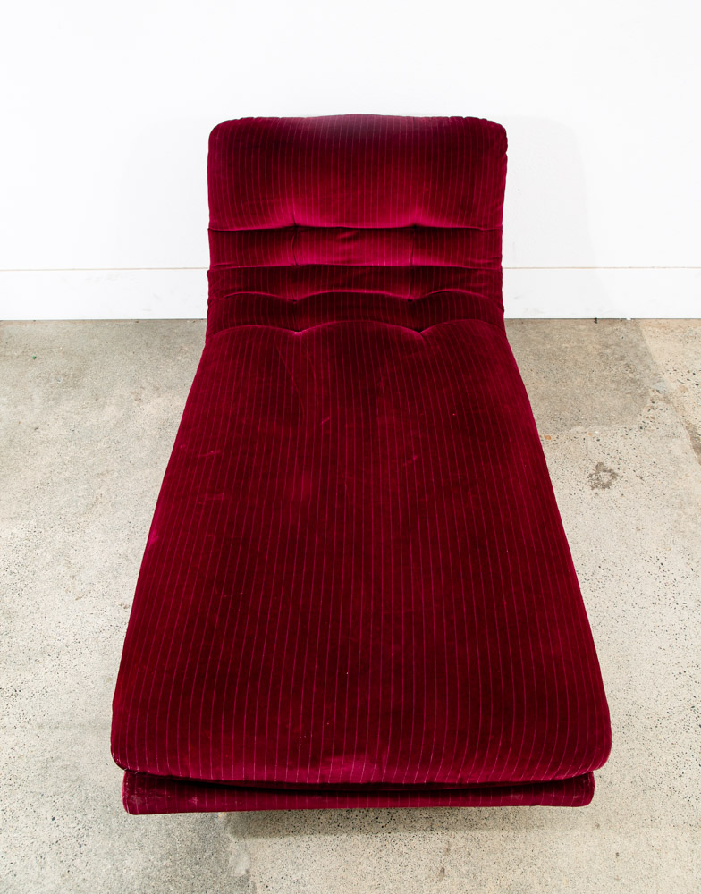 Mid Century Modern Daybed Chaise Lounge Chair Velour Burgundy Preview Kagan Mcm - Image 5