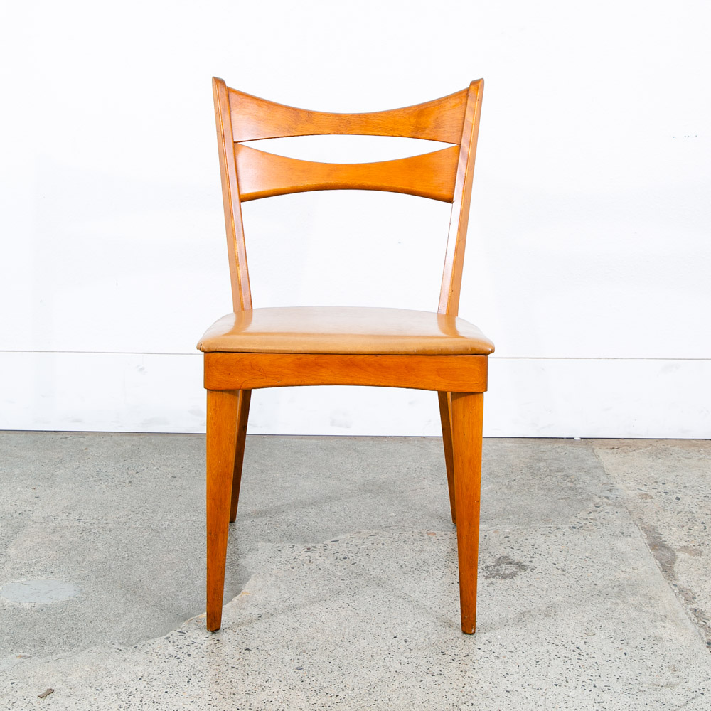 Mid Century Modern Dining Chair Heywood Wakefield Tan Brown Vintage Ladder Wood - Image 2