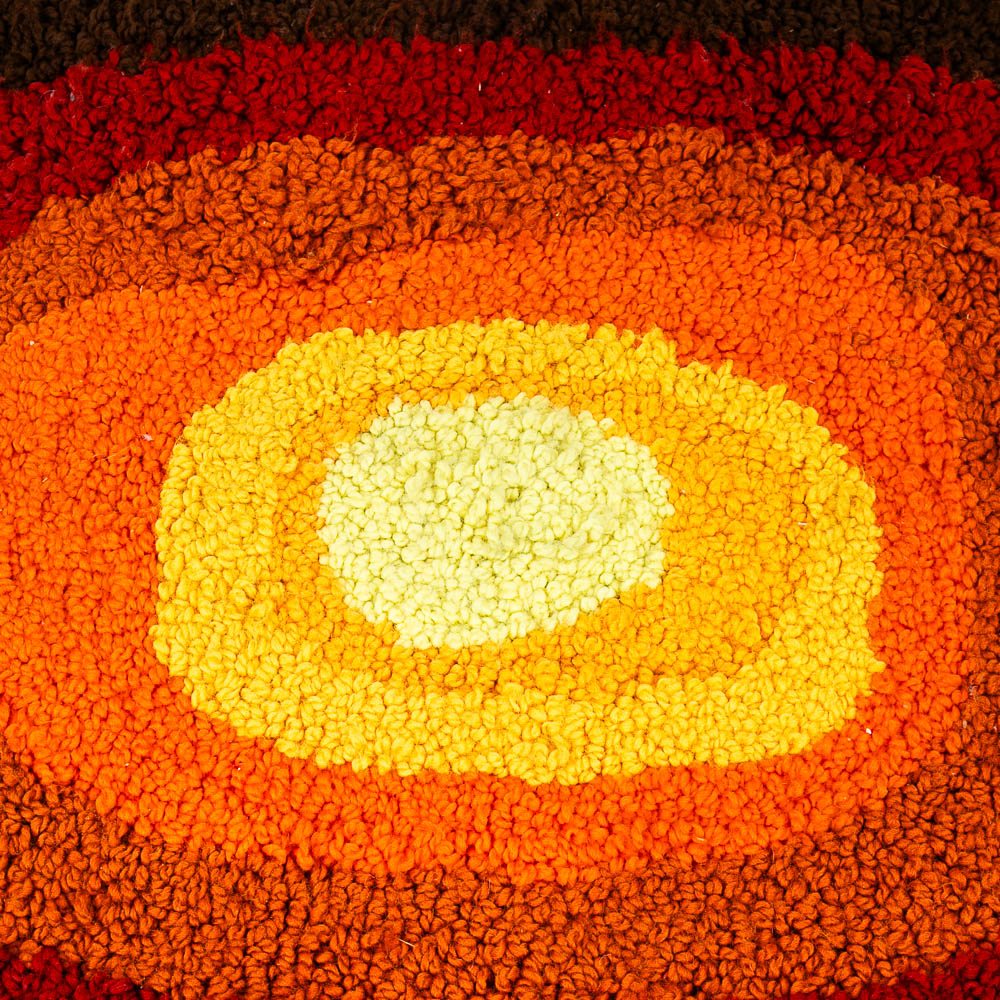 Mid Century Modern Rya Rug Abstract Brown, Oranges, Red, and Yellows Area 24x36 Wool - Image 10