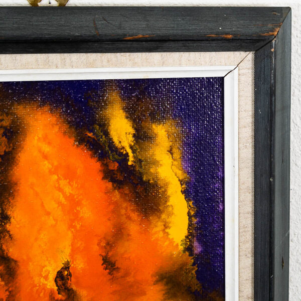 Mid Century Modern Original Painting Art Abstract Expressionism Orange Yellow Purple - Image 3