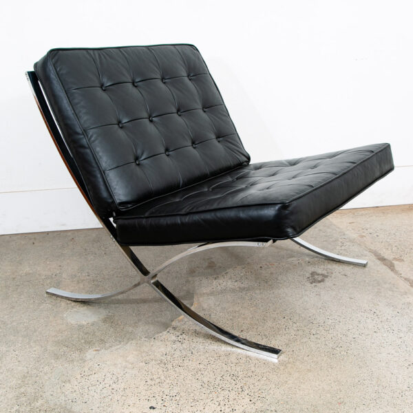 Mid Century Modern Lounge Chair Barcelona Black Leather Selig Imperial Der Rohe