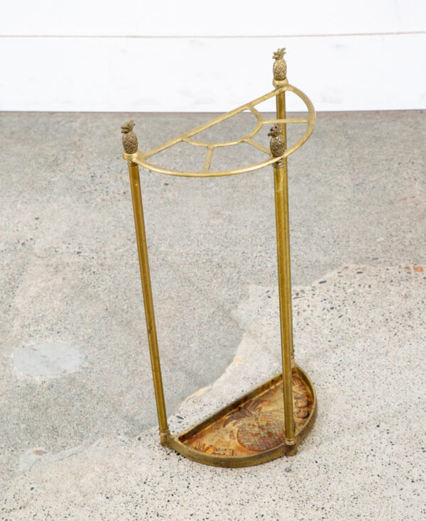 Mid Century Modern Umbrella Holder Cast Brass Pineapple Slotted Welcome Stand NM - Image 2