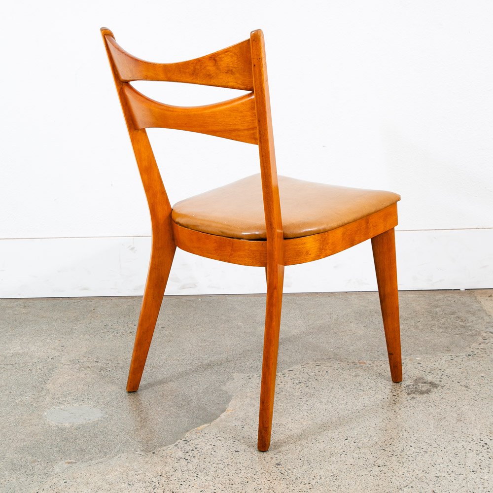 Mid Century Modern Dining Chair Heywood Wakefield Tan Brown Vintage Ladder Wood - Image 4
