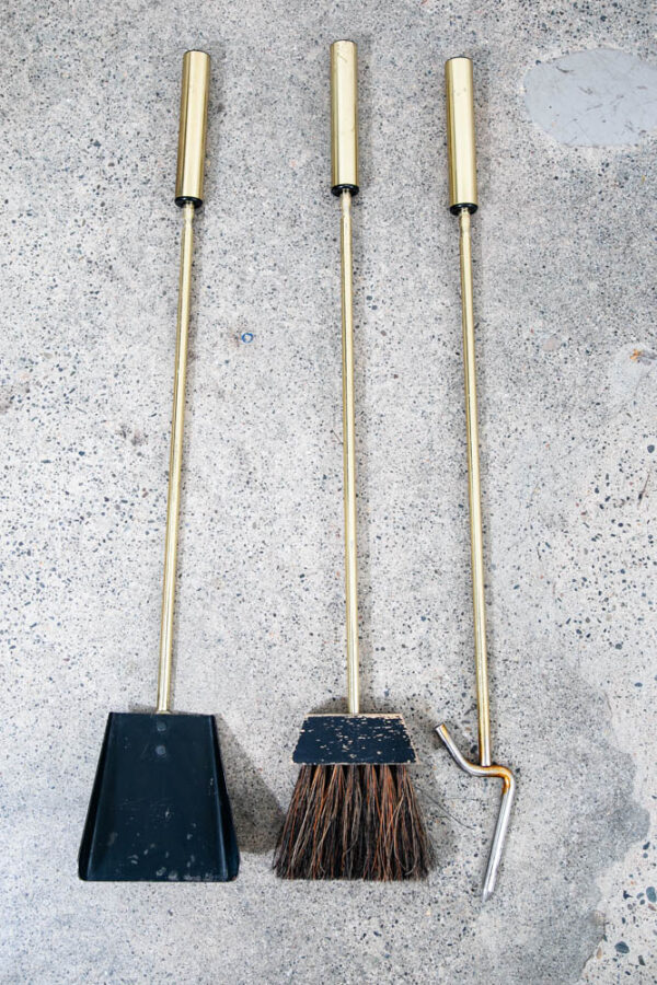 Mid Century Modern Fireplace Tools Brass Cast iron Pilgrim Seymour Nelson Metal - Image 2