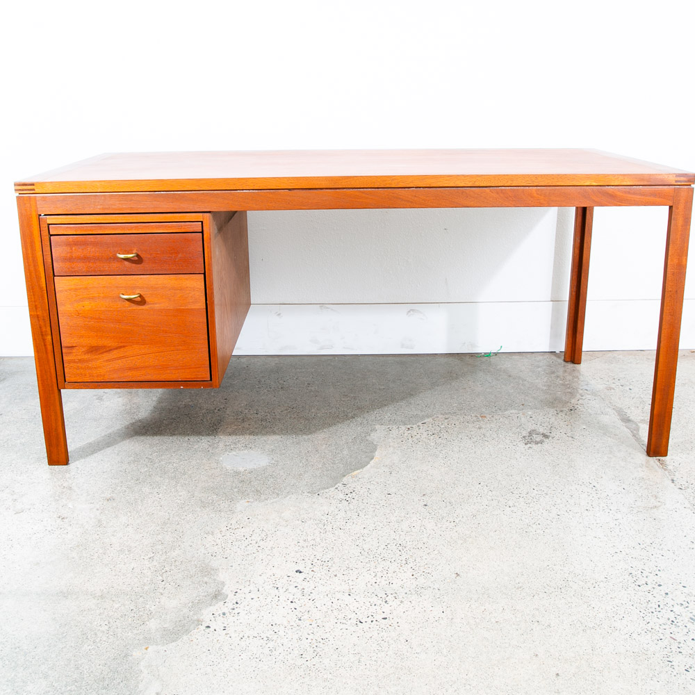 Mid Century Modern Executive Desk Drawers Solid Mahogany Soborg Doors File Mcm - Image 2