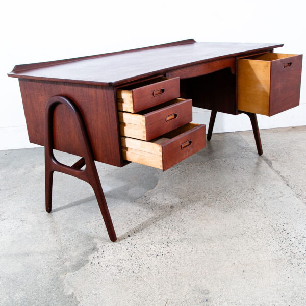 Mid Century Danish Modern Desk Svend Madsen Executive SH 180 Teak Bookshelf Mcm - Image 8