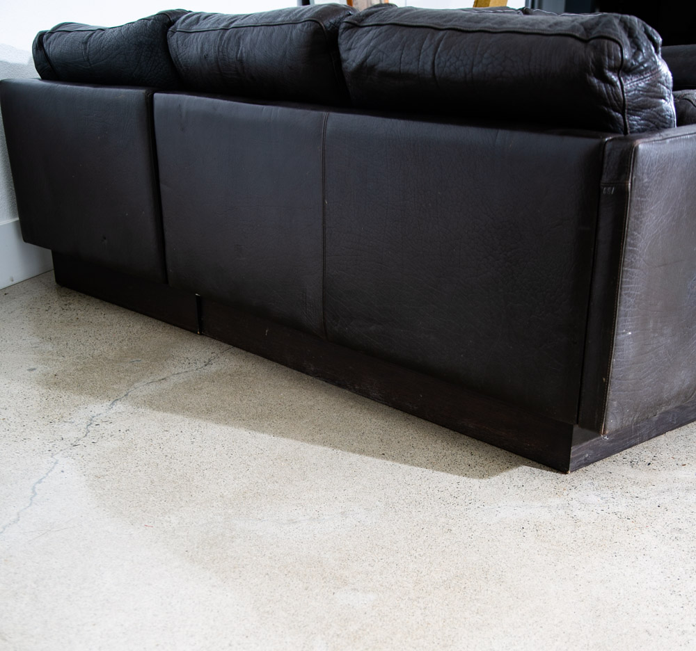 Mid Century Danish Modern Sofa Sectional Black Leather Couch Thams Cubist Post - Image 8