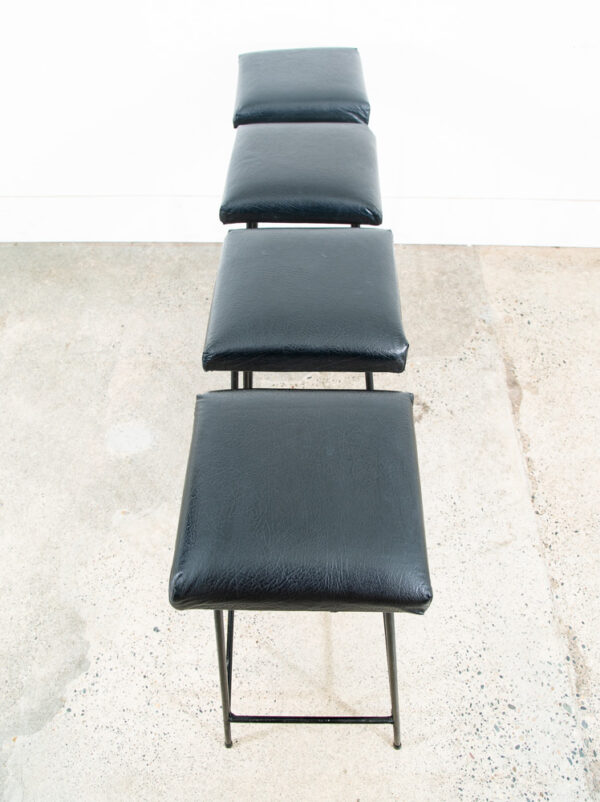 Mid Century Modern Bar Stools Black Wrought Iron Square Upholstered Cushion Mcm - Image 5