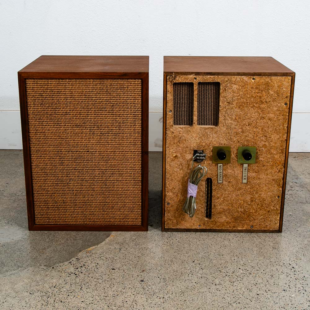 Mid Century Modern Speakers XAM E.J Korvette Oiled Walnut 20x15x14 3 Way Speaker Hifi Audiophile - Image 6