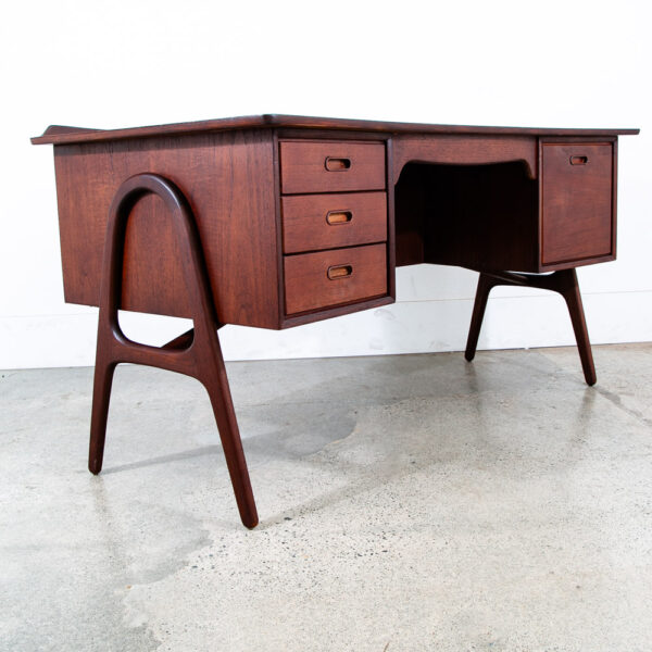 Mid Century Danish Modern Desk Svend Madsen Executive SH 180 Teak Bookshelf Mcm