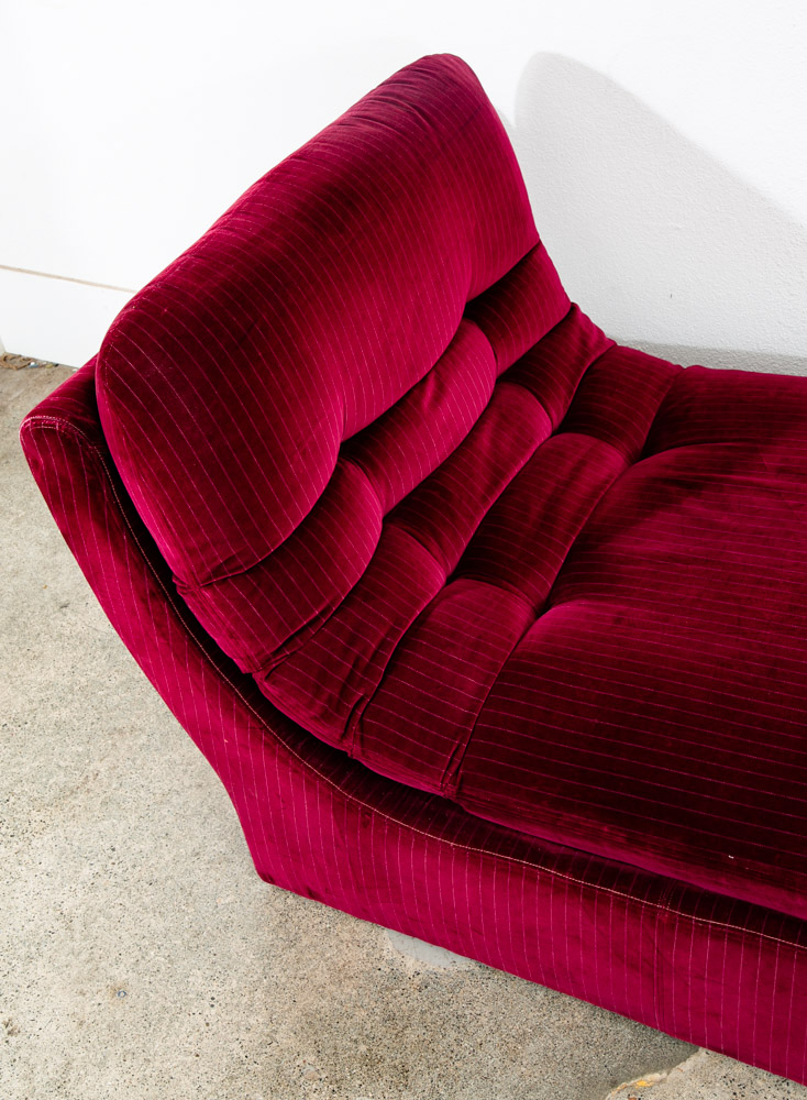 Mid Century Modern Daybed Chaise Lounge Chair Velour Burgundy Preview Kagan Mcm - Image 7