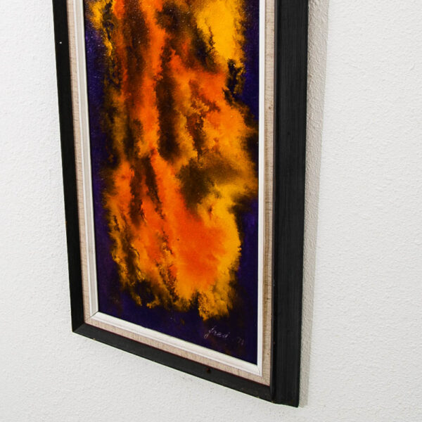 Mid Century Modern Original Painting Art Abstract Expressionism Orange Yellow Purple - Image 5