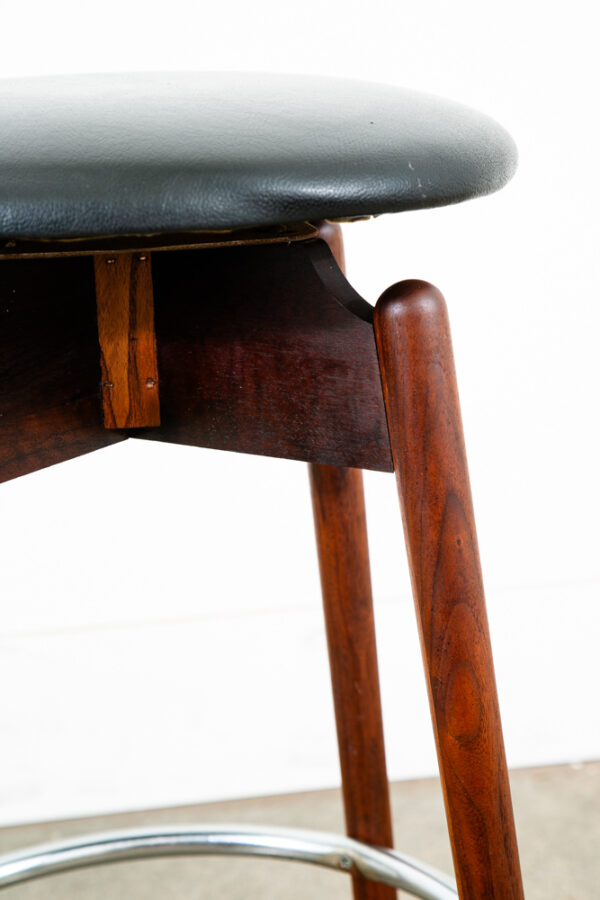 Mid Century Modern Bar Stool Albert Parvin Black Solid Walnut Danish Mcm Swivel - Image 9