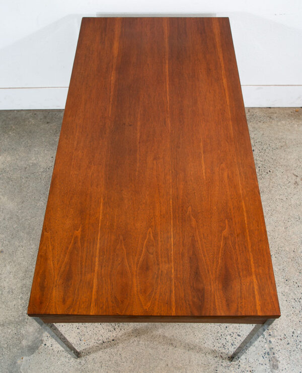 Mid Century Modern Desk Office Drawer Walnut Chrome Executive Lehigh Leopold Mcm - Image 4