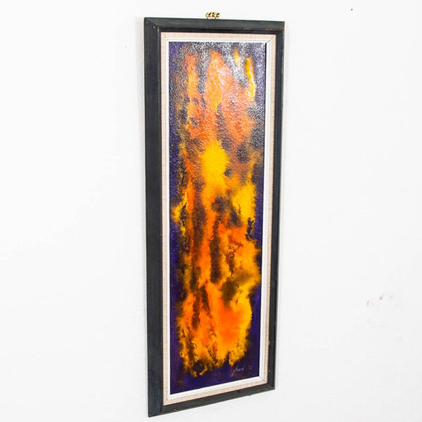 Mid Century Modern Original Painting Art Abstract Expressionism Orange Yellow Purple - Image 9