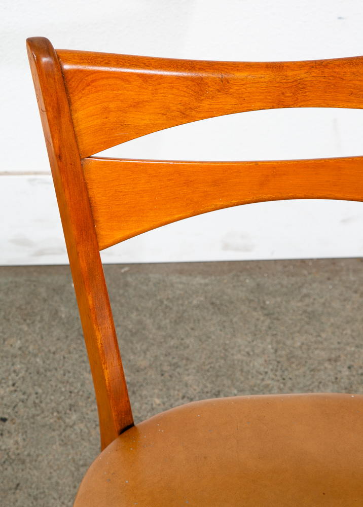 Mid Century Modern Dining Chair Heywood Wakefield Tan Brown Vintage Ladder Wood - Image 8