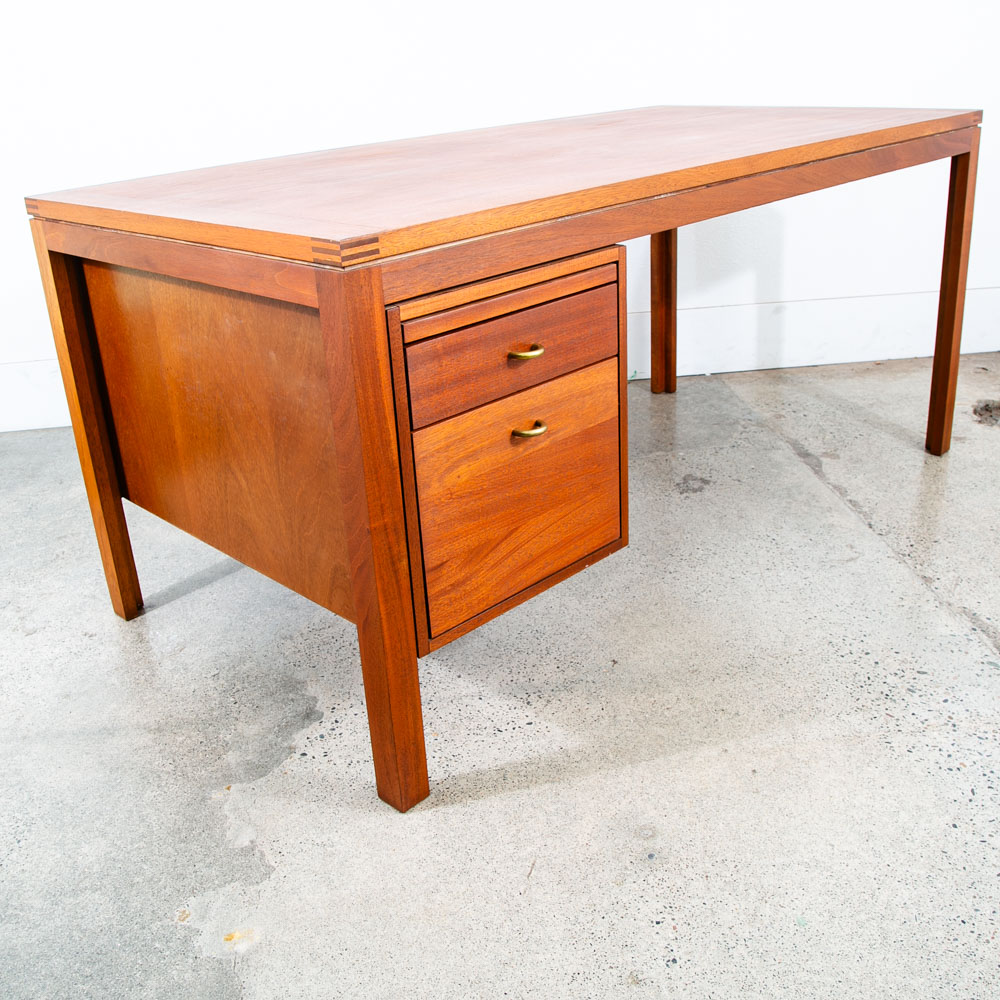 Mid Century Modern Executive Desk Drawers Solid Mahogany Soborg Doors File Mcm