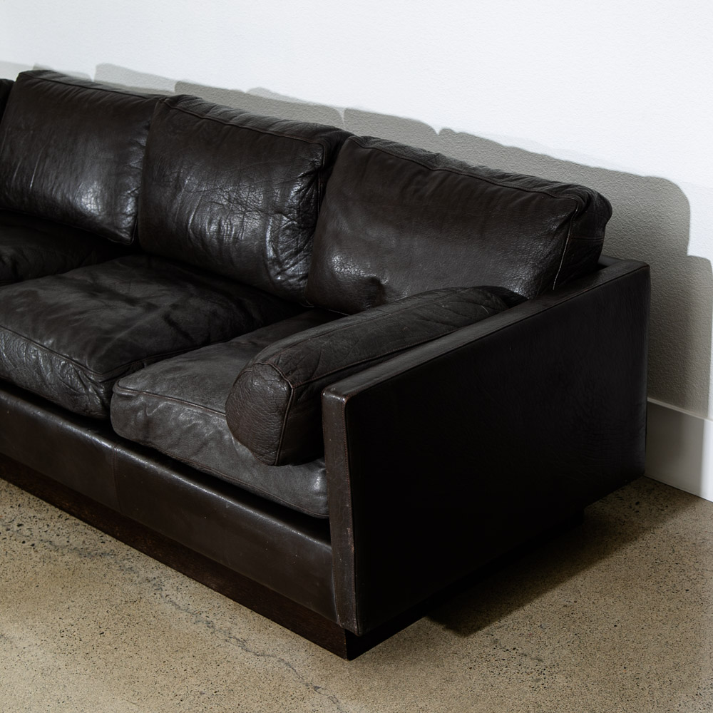 Mid Century Danish Modern Sofa Sectional Black Leather Couch Thams Cubist Post - Image 9