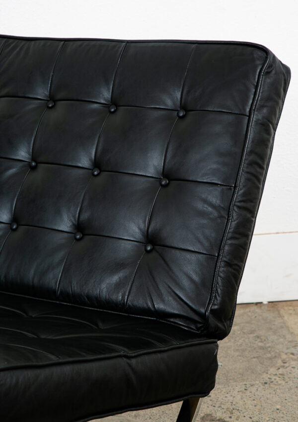 Mid Century Modern Lounge Chair Barcelona Black Leather Selig Imperial Der Rohe - Image 9