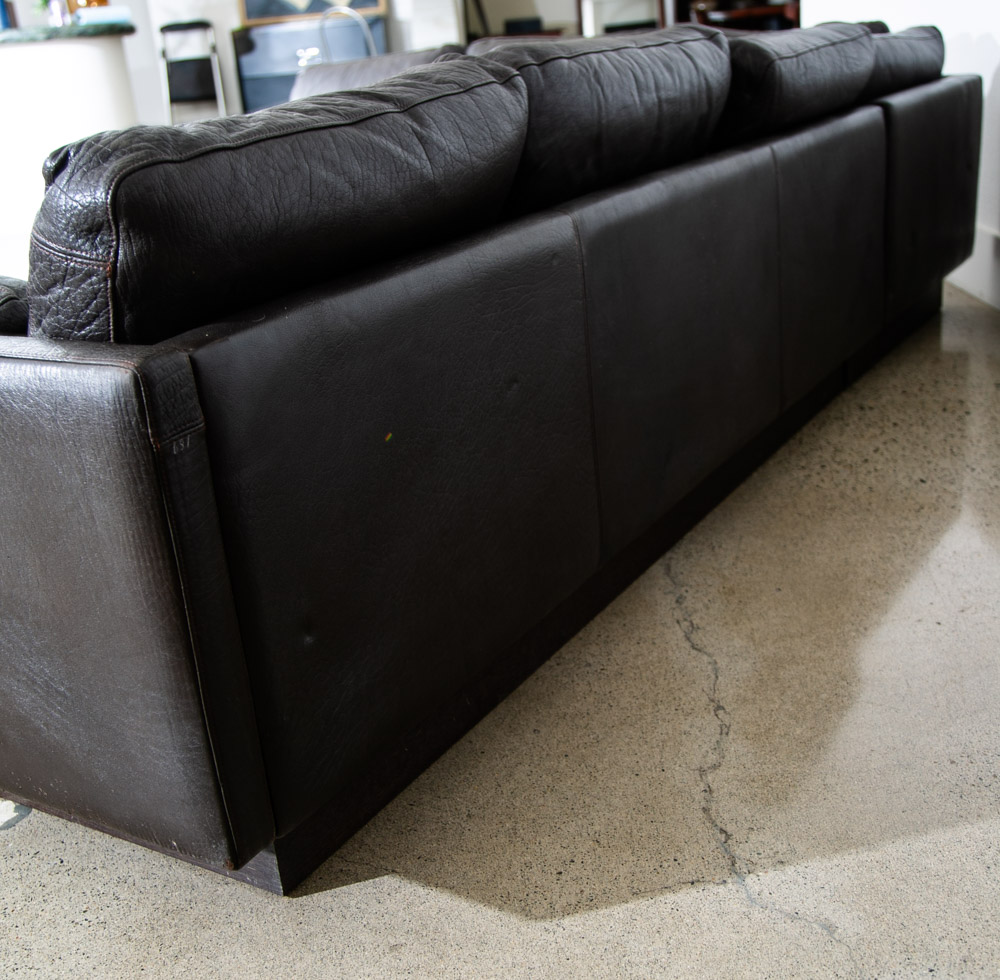 Mid Century Danish Modern Sofa Sectional Black Leather Couch Thams Cubist Post - Image 11