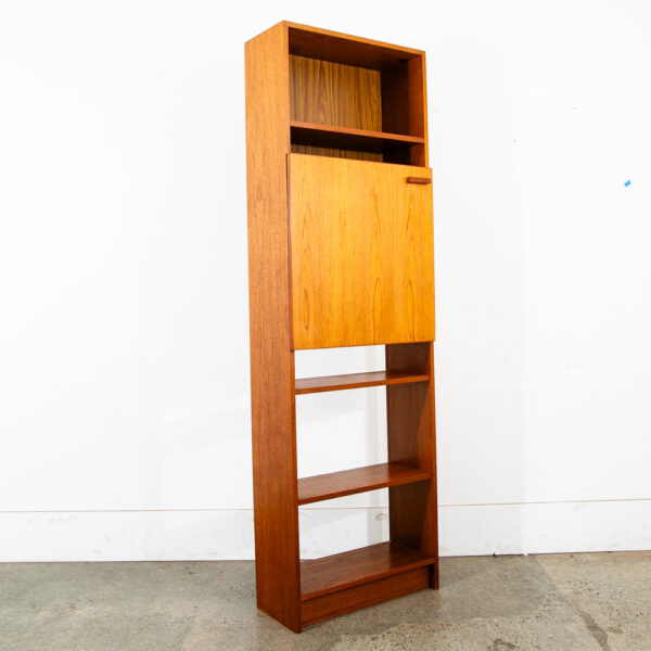 Mid Century Danish Modern Cabinet Wall Unit Hutch Compact Teak Shelving Down Mcm