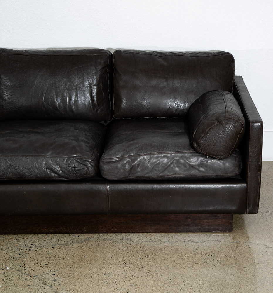 Mid Century Danish Modern Sofa Sectional Black Leather Couch Thams Cubist Post - Image 6