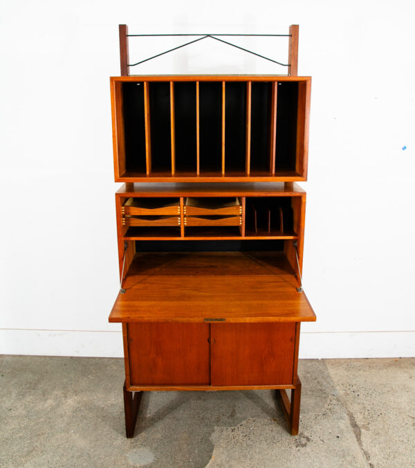 Mid Century Modern Wall Unit Teak Freestanding Cabinet Poul Cadovious Desk Mcm - Image 7