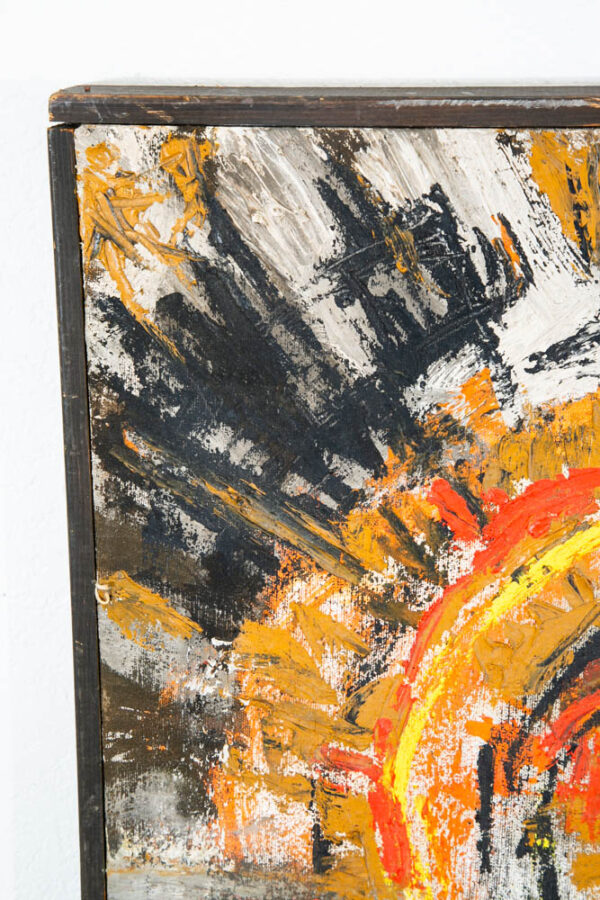 Mid Century Modern Painting Art Abstract Expressionism Yellow Orange Oil Signed - Image 6