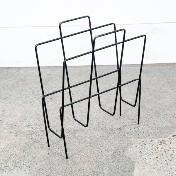 Mid Century Modern Magazine Rack Modernist Iron Mccobb Black Metal Mcm Vintage