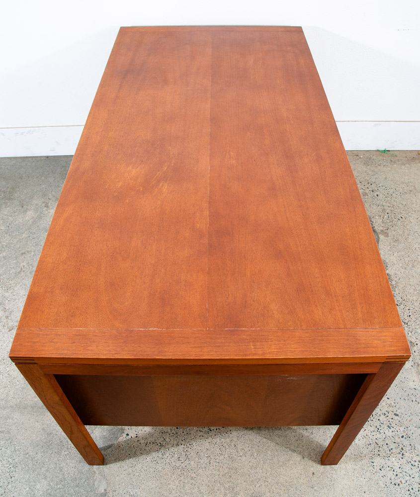 Mid Century Modern Executive Desk Drawers Solid Mahogany Soborg Doors File Mcm - Image 5