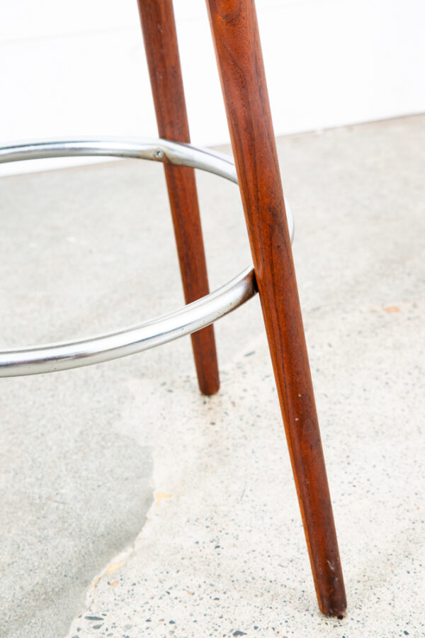 Mid Century Modern Bar Stool Albert Parvin Black Solid Walnut Danish Mcm Swivel - Image 11