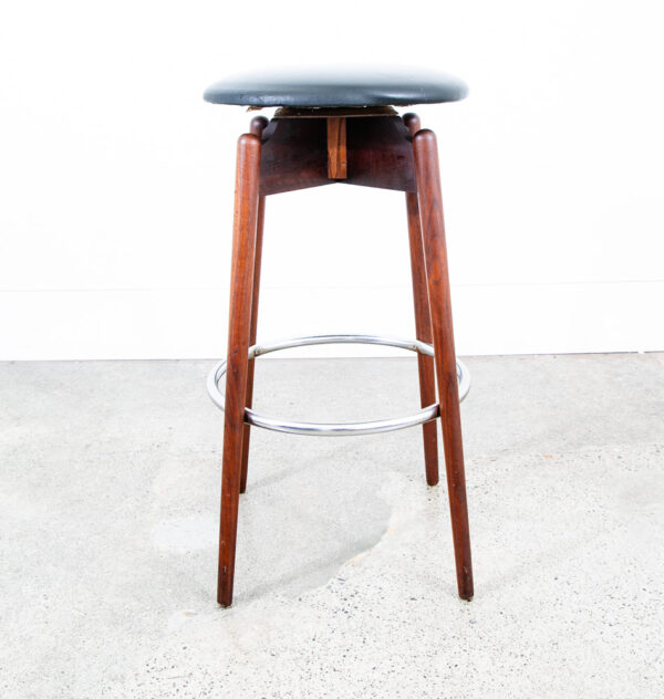 Mid Century Modern Bar Stool Albert Parvin Black Solid Walnut Danish Mcm Swivel - Image 2