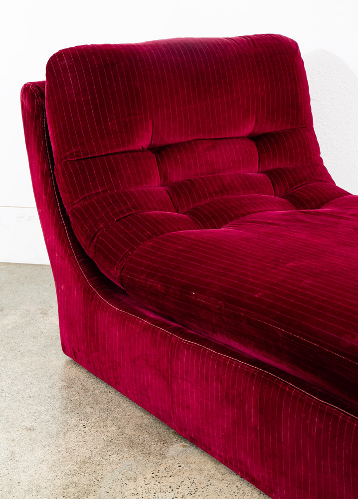 Mid Century Modern Daybed Chaise Lounge Chair Velour Burgundy Preview Kagan Mcm - Image 6