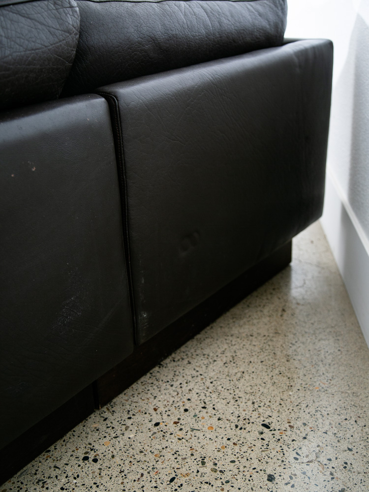 Mid Century Danish Modern Sofa Sectional Black Leather Couch Thams Cubist Post - Image 7