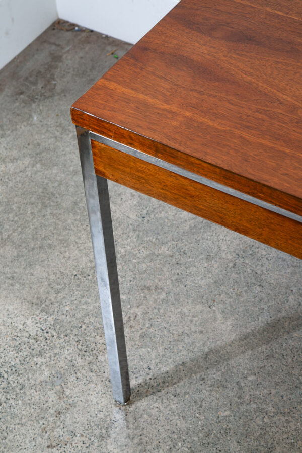 Mid Century Modern Desk Office Drawer Walnut Chrome Executive Lehigh Leopold Mcm - Image 9