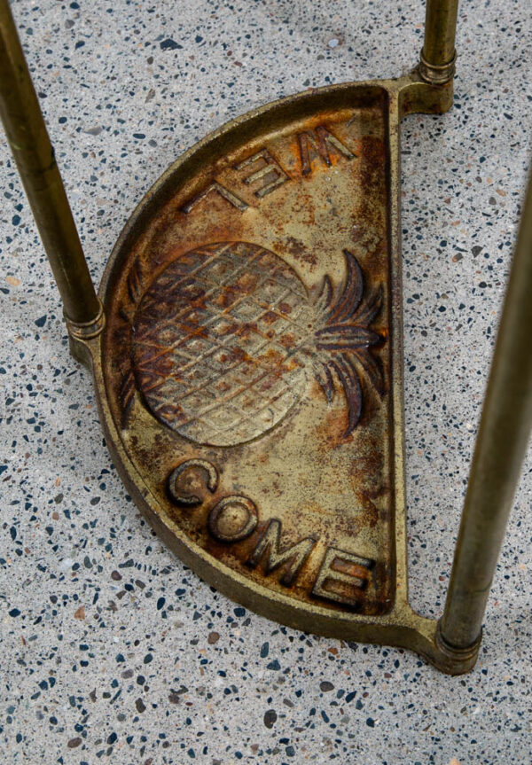 Mid Century Modern Umbrella Holder Cast Brass Pineapple Slotted Welcome Stand NM - Image 6