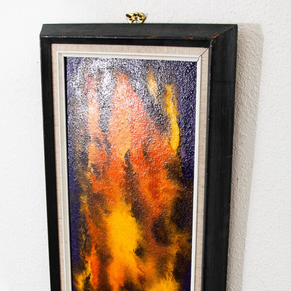 Mid Century Modern Original Painting Art Abstract Expressionism Orange Yellow Purple - Image 6