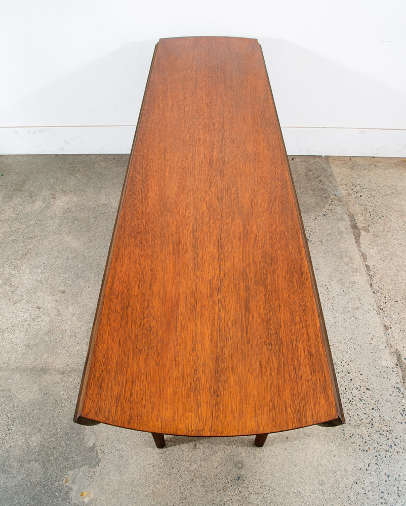 Mid Century Modern Dining Table Drop Leaf Walnut Oval Draw Leg 6 Legs Restored - Image 7