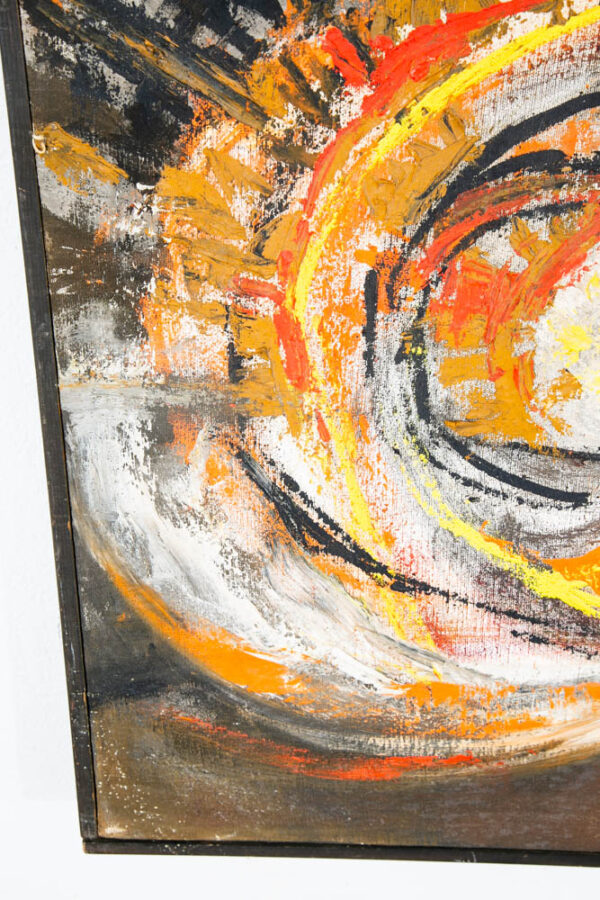 Mid Century Modern Painting Art Abstract Expressionism Yellow Orange Oil Signed - Image 11
