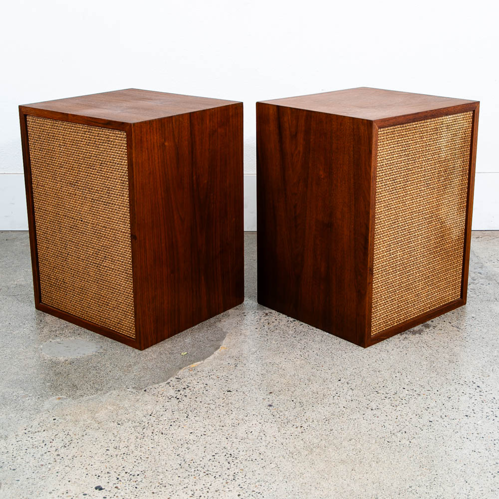 Mid Century Modern Speakers XAM E.J Korvette Oiled Walnut 20x15x14 3 Way Speaker Hifi Audiophile