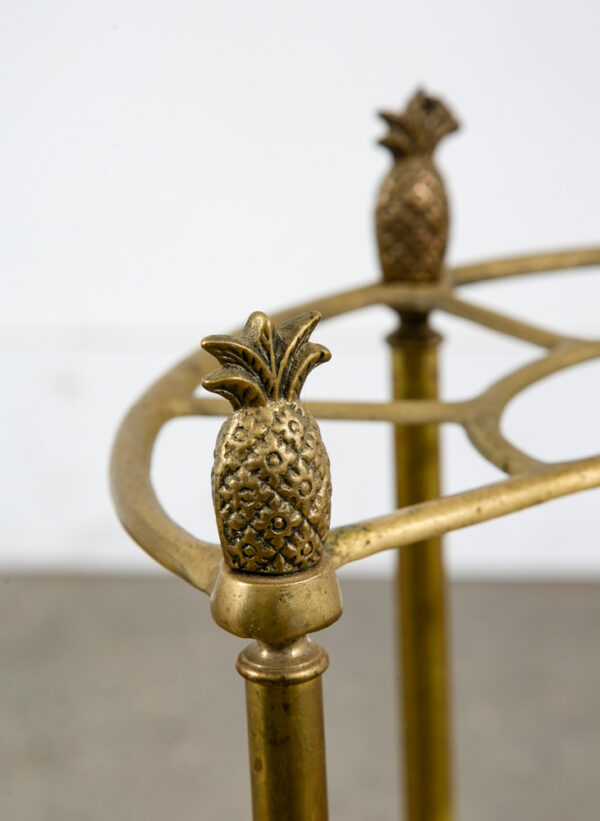 Mid Century Modern Umbrella Holder Cast Brass Pineapple Slotted Welcome Stand NM - Image 9